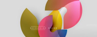 Soyut renkli şekiller çakışıyor. Modern tasarım canlı renkler, pürüzsüz eğimler, basit geometri içerir. Arkaplan yaratıcılığı, yeniliği öneriyor.