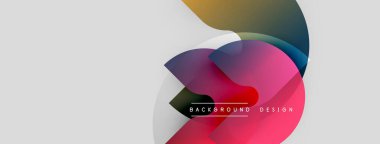 Soyut renkli şekiller beyaz uzayla örtüşüyor. Modern tasarım elementleri dinamik görsel kompozisyon oluşturur. Metin arkaplan tasarımı okur.