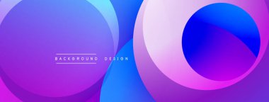 Soyut arkaplan özellikleri üst üste biniyor. Canlı mor, mavi renkler modern tasarım yaratır. Minimalist estetik, temiz çizgiler mevcut.