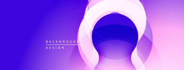 Soyut arkaplan. Üst üste binen daireler mor, mor ve pembe renkler oluşturur. Dijital projeler için modern tasarım ögesi.