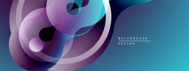 Soyut akışkan şekiller, mor renkler mavi gradyanlarla harmanlanır. Modern tasarım akıcılığı, derinliği, görsel ilgiyi çağrıştırıyor.