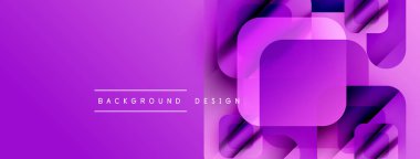 Mor gradyan arka plan örtüşen kareler. Modern tasarım elementleri dinamik görsel doku oluşturur. Metin arkaplan tasarımı okur.