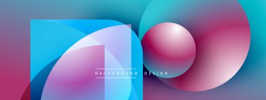 Soyut şekiller canlı pembeler, maviler harmanlıyor. Modern tasarım üst üste binen formlar, gradyanlar, metin elementleri. Yumuşak geçişler dinamik görsel etki yaratır.