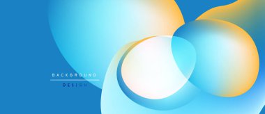 Soyut mavi arkaplan, üst üste binen daireler, gradyanlar, düz eğriler. Modern tasarım elementleri dinamik görsel cazibe yaratır.