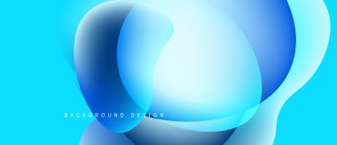 Soyut sıvı şekiller, canlı mavi renkler, modern tasarım. Pürüzsüz gradyanlar dinamik görsel akış yaratır. Arkaplan teknoloji ve yenilik öneriyor.