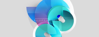 Soyut geometrik şekiller örtüşüyor, canlı mavi gradyanlar yaratıyor. Metin arkaplan dizaynı odaklı minimalist tasarım. Açık gri arka plan.