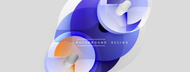 Soyut sıvı şekilleri üst üste binerek dinamik mavi, turuncu gradyanlar oluşturur. Işık yüzeylerden yansıyarak modern tasarım elementini oluşturur..