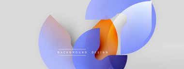 Soyut şekiller örtüşüyor, canlı renk değişimleri yaratıyor. Yumuşak maviler, portakallar, pembeler kusursuz bir şekilde harmanlanır. Minimalist tasarım, modern estetik.