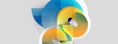 Soyut şekiller örtüşüyor, canlı renk değişimleri yaratıyor. Modern tasarım elementleri dinamik bileşimi, pürüzsüz geçişleri önerir.