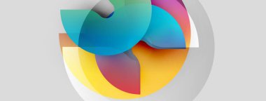 Soyut renkli şekiller örtüşür, dinamik görsel efekt yaratır. Yumuşak gradyanlar harmanlanır, modern tasarım ögesi oluşturur.