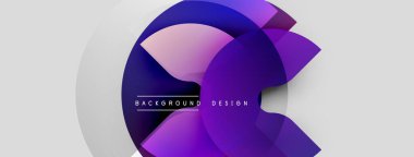 Soyut mor tasarım katmanlı daireler oluşturarak dinamik görsel efekt yaratır. Metin arka plan tasarımı okur. Minimalist stil.