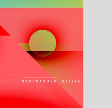 Soyut geometrik bileşim. Kırmızı egemen, altın çemberli, yeşil çizgili. Minimalist tasarım, modern estetik. Arkaplan ögeleri mevcut.