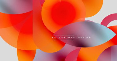 Soyut, enerjik çemberler çakışıyor. Turuncu, kırmızı, mavi renkler harmanlanarak dinamik görsel doku oluşturuyor. Modern tasarım ögesi.