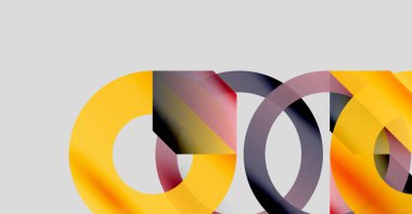 Üst üste binen renkli daireler içeren soyut bir kompozisyon. Gradyan renkler harmanlanarak, dinamik görsel efekt yaratır. Minimalist tasarım, modern estetik.