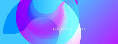 Soyut enerji katmanları çakışıyor, akışkan şekiller yaratıyor. Mavi, mor, pembe renkler kusursuz bir şekilde harmanlanır. Modern tasarım ögesi.