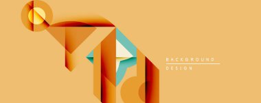 Soyut geometrik bileşim. Sıcak turuncu renkler, deniz mavisi aksanıyla tezat oluşturur. Şekiller örtüşüyor, dinamik görsel ilgi yaratıyor. Minimalist tasarım arka planlar için uygundur.