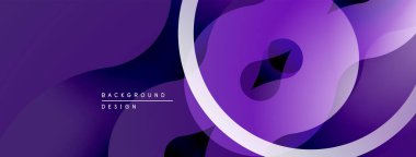 Soyut mor arkaplan. Üst üste binen şekiller dinamik görsel efekt yaratır. Dijital projeler için modern tasarım.