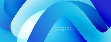 Soyut mavi katmanlar çağdaş arkaplan oluşturur. Yumuşak eğimler hareketi, derinliği gösterir. Minimalist tasarım.