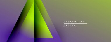 Soyut geometrik tasarım. Renkler karışıyor, üçgen şekiller oluşturuyor. Metin elemanları mevcut olan minimalist bir tarz. Modern estetik.