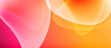 Soyut arkaplan şekilleri, canlı pembeler, portakallar, sarılar. Yumuşak gradyanlar dinamik görsel efekt yaratır.