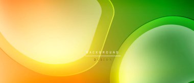 Soyut arkaplan dalgalı kıvrımlar, canlı turuncu, sarı, yeşil eğimli. Dijital projeler için modern tasarım ögesi.