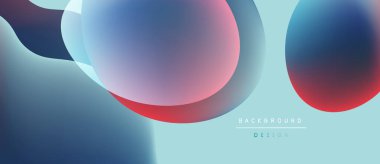 Soyut sıvı şekiller, canlı renklerin karışımı. Mavi, kırmızı, pembe gradyanlar modern arka plan tasarımı yaratır. Düz eğriler, dinamik bileşim.