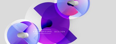 Soyut şekiller örtüşüyor, canlı mor, pembe renkler yaratıyor. Modern tasarım elementleri dinamik bileşimi, pürüzsüz geçişleri önerir.