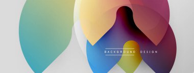 Soyut renkli çakışan daireler modern arkaplan oluşturur. Gradyan renkler düzgün bir şekilde harmanlanarak, dinamik görsel efekt sağlar.