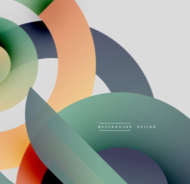 Soyut daireler örtüşüyor, canlı renk eğimleri yaratıyor. Modern tasarım pürüzsüz geçişler, basit şekiller içerir. Arkaplan dijital sanatı öneriyor.