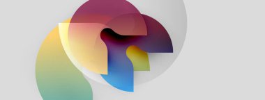 Soyut renkli şekiller örtüşür, dinamik görsel efekt yaratır. Yumuşak eğimler karışır ve sıvı bileşimi oluşturur. Modern tasarım.