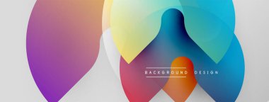 Soyut renkli şekiller çakışıyor. Gradyan renkler dinamik görsel efekt yaratır. Modern tasarım öğeleri yaratıcılığı ve yeniliği önerir.