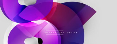 Soyut şekiller örtüşüyor, canlı mor, pembe renkler yaratıyor. Modern tasarım öğeleri akıcılığı ve dinamizmi akla getiriyor. Arkaplan metni arkaplan tasarımı okur.