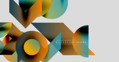 Soyut geometrik şekiller örtüşüyor, canlı renk eğimleri yaratıyor. Modern tasarım elementleri, arka planlar için uygun dinamik bileşim önerir.