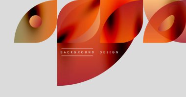 Soyut şekiller, sıcak renkler, modern tasarım. Gradyan elementler dinamik görsel kompozisyon oluşturur. Metin arkaplan tasarımı okur.