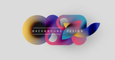 Soyut renkli tasarım. Üst üste binen şekiller dinamik görsel efekt yaratır. Metin arka plan tasarımı okur. Basit, modern estetik..