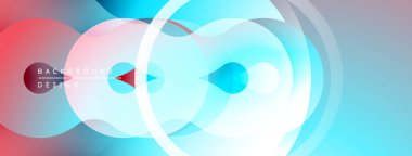 Soyut renkli tasarım. Üst üste binen daireler dinamik değişim etkisi yaratır. Mavi, pembe, mor renkler arasında pürüzsüz geçişler.