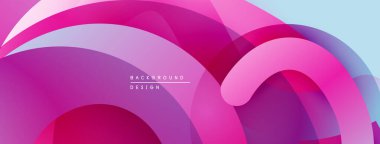 Soyut akış şekilleri, canlı pembeler, morlar, maviler dinamik bir arkaplan oluşturur. Modern tasarım ögesi.