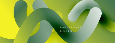 Soyut sıvı şekilleri, canlı yeşiller, sarılar dinamik bir zemin oluşturur. Yumuşak eğimler, modern tasarım elementleri mevcut.