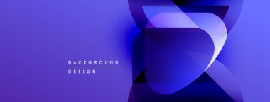 Soyut mor arkaplan. Üst üste binen şekiller dinamik görsel efekt yaratır. Modern tasarım elementleri teknoloji ve yenilik öneriyor.