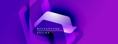 Soyut mor tasarım katmanlı şekiller, gradyanlar içerir. Modern estetik, arka planlar ve sunumlar için uygun. Minimalist metin ögesi mevcut.