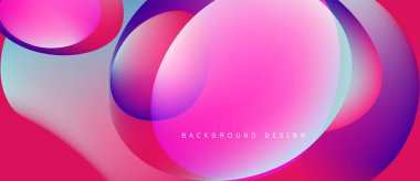 Soyut sıvı şekilleri örtüşür, parlak pembe ve mavi renkler yaratır. Modern tasarım enerji, hareket, dinamik bileşim öneriyor.