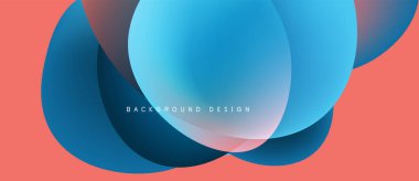 Soyut şekiller örtüşür, parlak mavi mercan eğimleri yaratır. Metin, formların altındaki arkaplan dizaynını okur. Modern, temiz estetik.