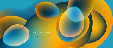 Soyut sıvı şekiller, canlı renklerin karışımı. Turuncu, mavi renkler dinamik arkaplan tasarımı yaratır. Yumuşak eğimler, modern estetik.