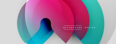 Soyut renkli örtüşen şekiller dinamik görsel efekt yaratır. Modern tasarım öğeleri akıcılık ve yenilik önerir.