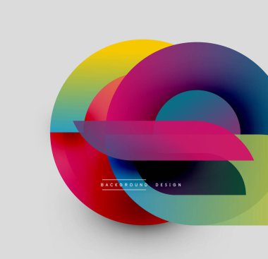 Soyut renkli çemberler dinamik görsel efektler yaratıyor. Modern tasarım elementleri canlı gradyanlar, pürüzsüz geçişler sunar.