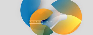 Soyut renkli şekiller çakışıyor. Modern tasarım eğimleri, kıvrımları, pürüzsüz geçişleri içerir. Arkaplan açık gri.