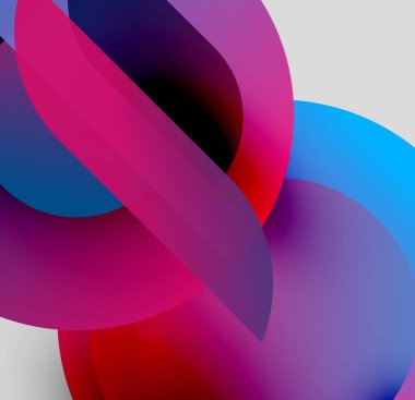 Soyut renkli şekiller çakışıyor. Canlı gradyanlar dinamik görsel deneyimler yaratır. Düz geçişler, modern tasarım.