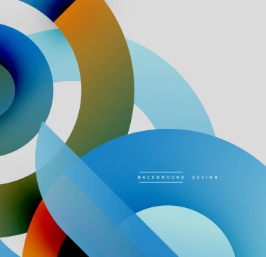Soyut renkli daireler çakışıyor, dinamik görsel efekt yaratıyor. Modern tasarım elementleri akıcılık ve enerji öneriyor.