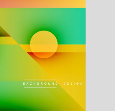 Soyut geometrik tasarım. Titreşimli gradyanlar harmanlanarak dinamik bileşim oluşturur. Şekiller çakışıyor, modern görsel deneyimi oluşturuyor..