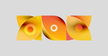 Soyut şekiller, canlı renkler, turuncu, sarı gradyanlar. Modern tasarım, dairesel elementler, pürüzsüz geçişler, sanatsal kompozisyon.